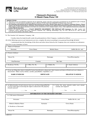 Claimants Statement I Shield Claim Form I B Insular Life