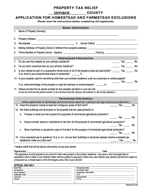 Monroe County Homestead Exemption  Form