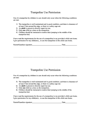Trampoline Permission  Form