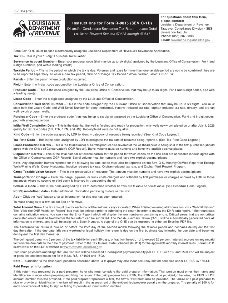 Louisiana Oil Severance Tax Return  Form