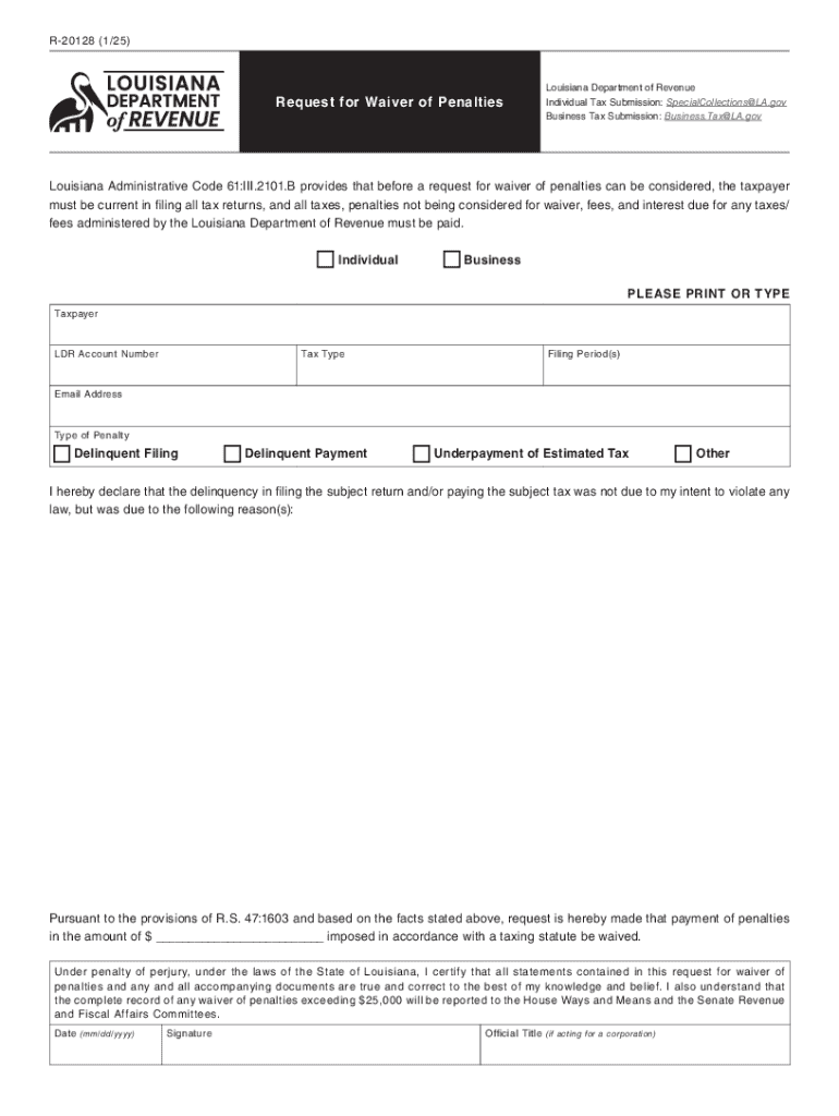 R20128 125Request for Waiver of PenaltiesLouisi  Form
