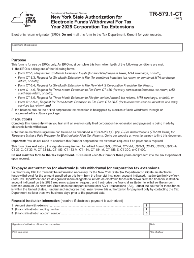 TR579 1CTDepartment of Taxation and FinanceNew Yor  Form