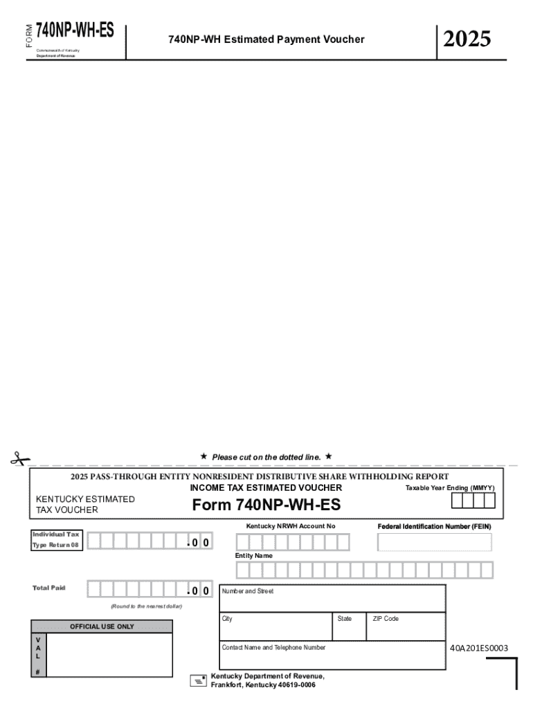 Kentucky 740NP WH ES Estimated Payment Voucher  Form