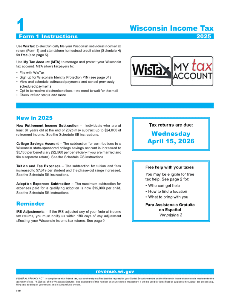 ProWeb Wisconsin Supported Individual Income Tax Forms