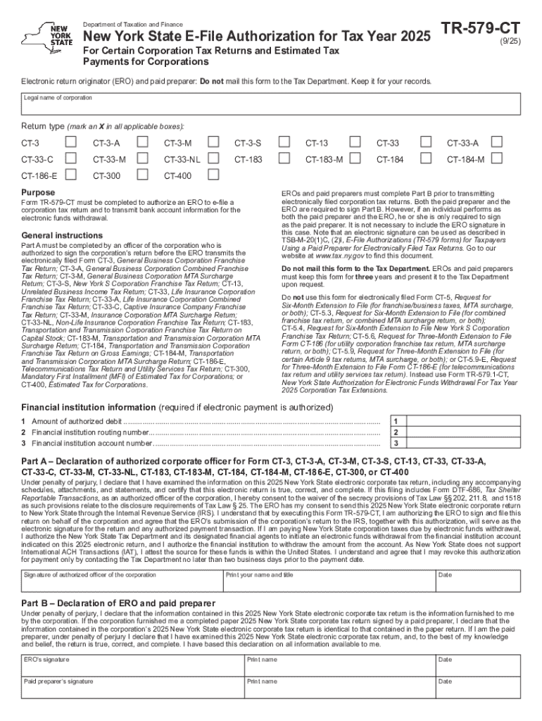  New York State E File Authorization for Tax Year 2025-2026