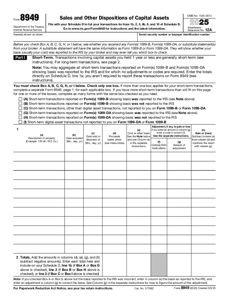 Form 8949 Sales and Other Dispositions of Capital Assets