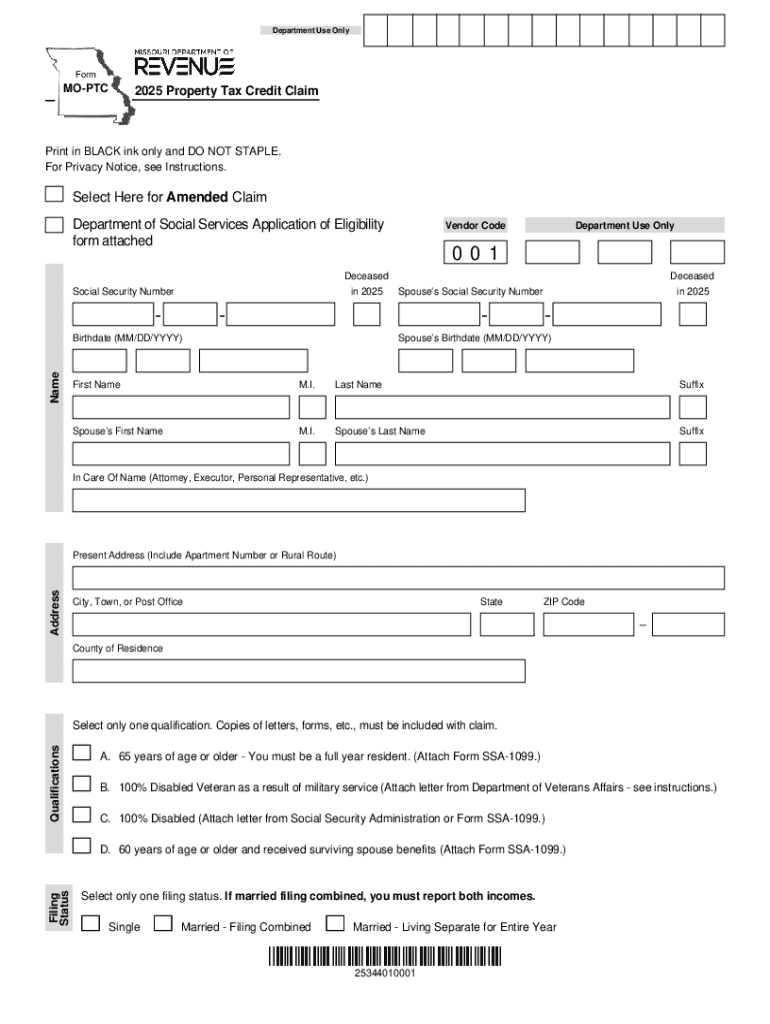  Department Use OnlyFormMOPTC2025 Property Tax Cred 2025-2026
