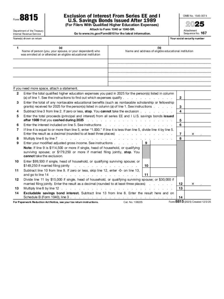Desktop Form 8815 Exclusion of Interest from Series EE