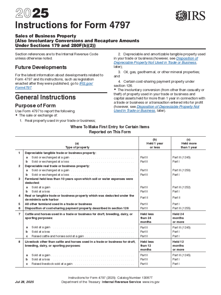 Instructions for Form 4797 Internal Revenue Service 2025-2026