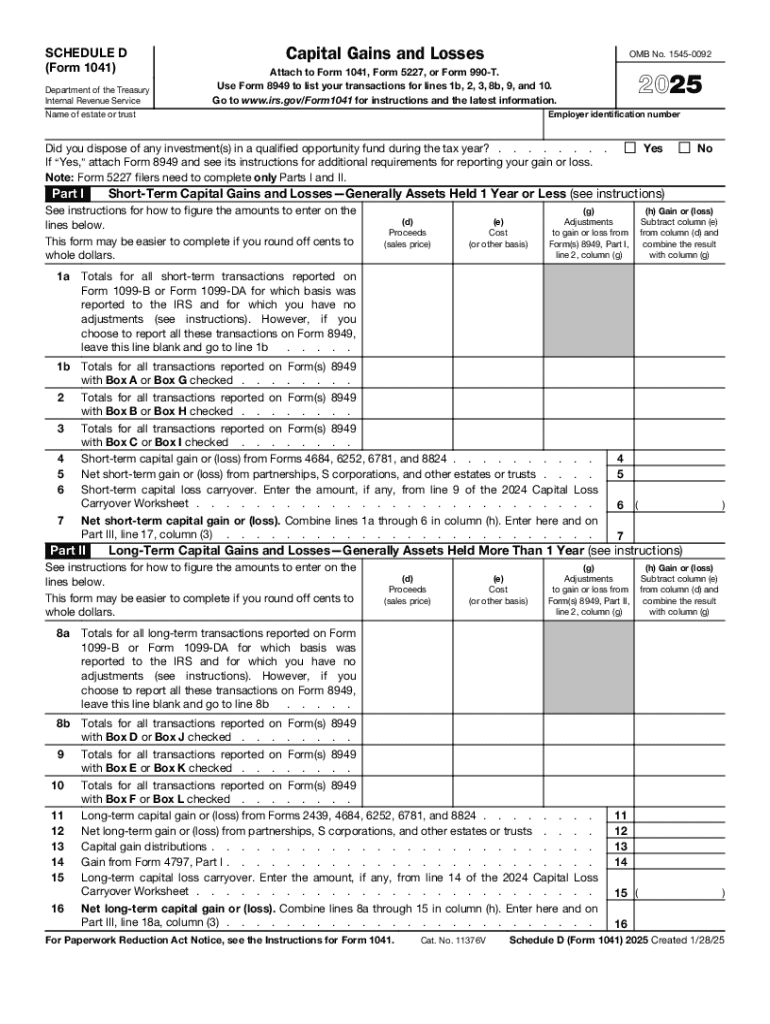 Form 1041 Schedule D Filing Guide for Estates and Trusts