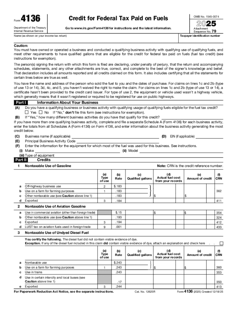 Fuel Tax CreditInternal Revenue Service  Form