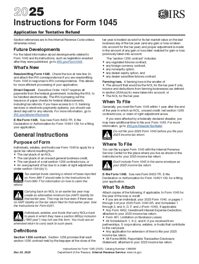  Instructions for Form 1045 Instructions for Form 1045,Application for Tentative Refund 2025-2026
