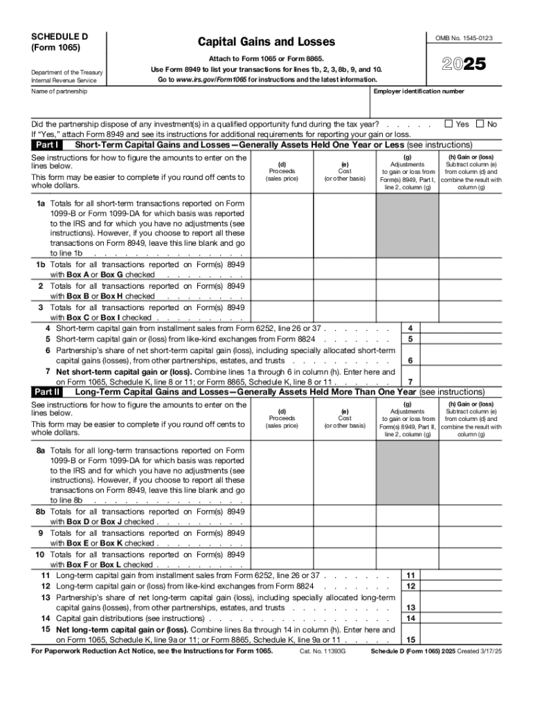 Schedule D SCHEDULE D Form 1065 Capital Gains and