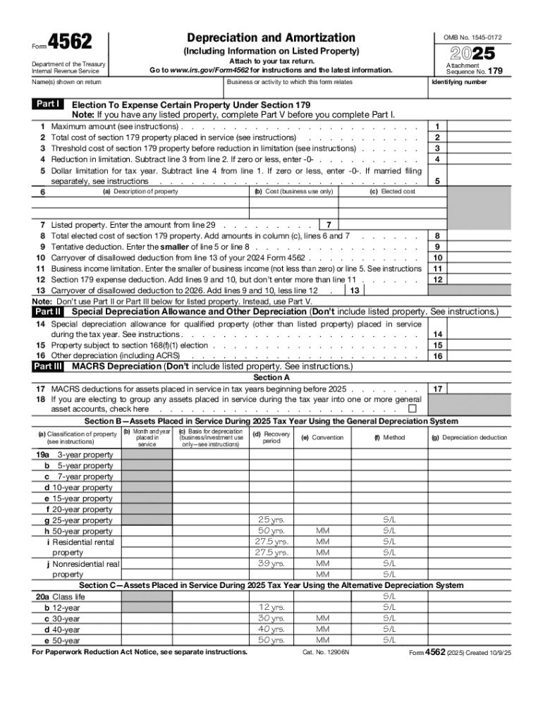  Form 4562 2025-2026