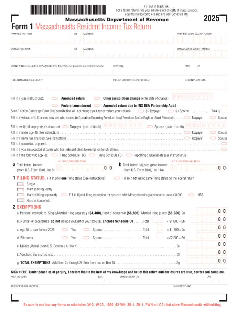 Massachusetts Form 1 Personal Income Tax Return
