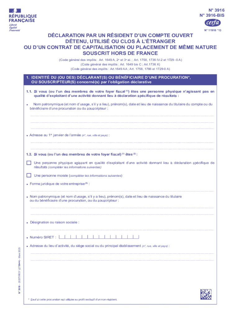 French Foreign Account Declaration Form