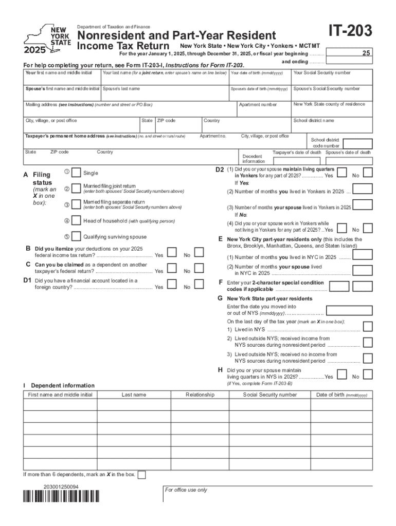  How to File New York Form it 203 for a Nonresident 2025-2026