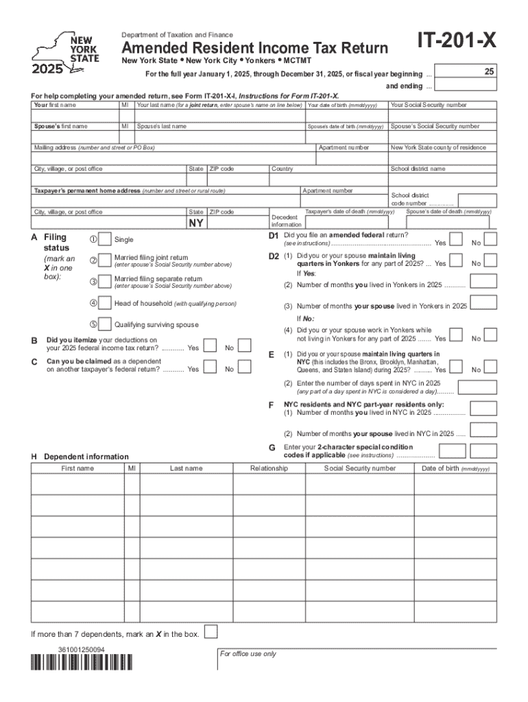  Instructions Form it 201, Full Year Resident Income Tax 2025-2026