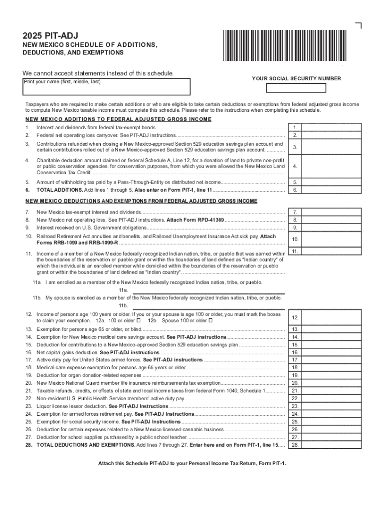  SCHEDULE of ADDITIONS, DEDUCTIONS, and 2025-2026