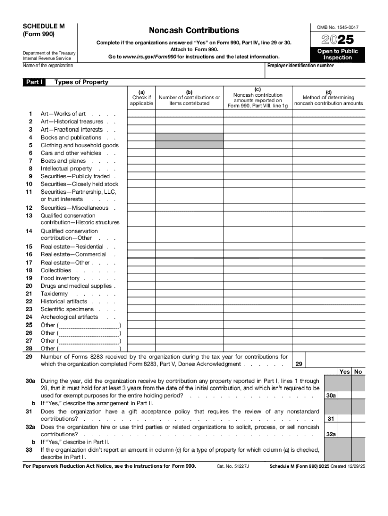  Schedule M Form 990 2025-2026