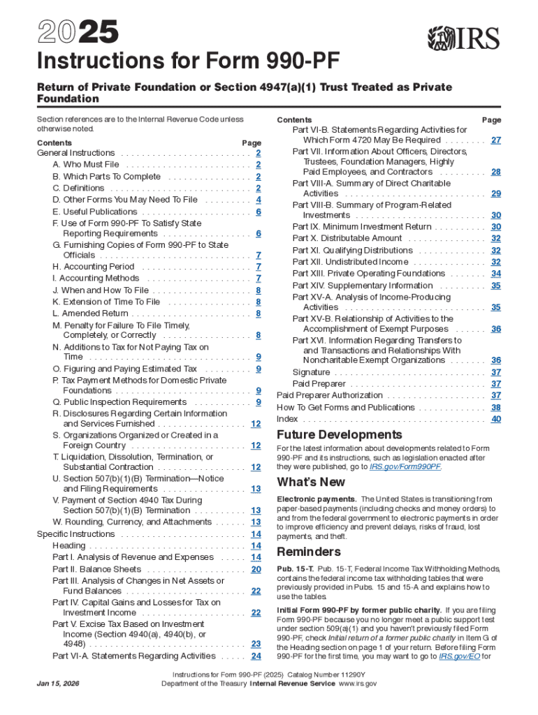 Instructions for Form 990 PF Instructions for Form 990 PF, Return of Private Foundation or Section 4947a1 Trust Treated as Priva