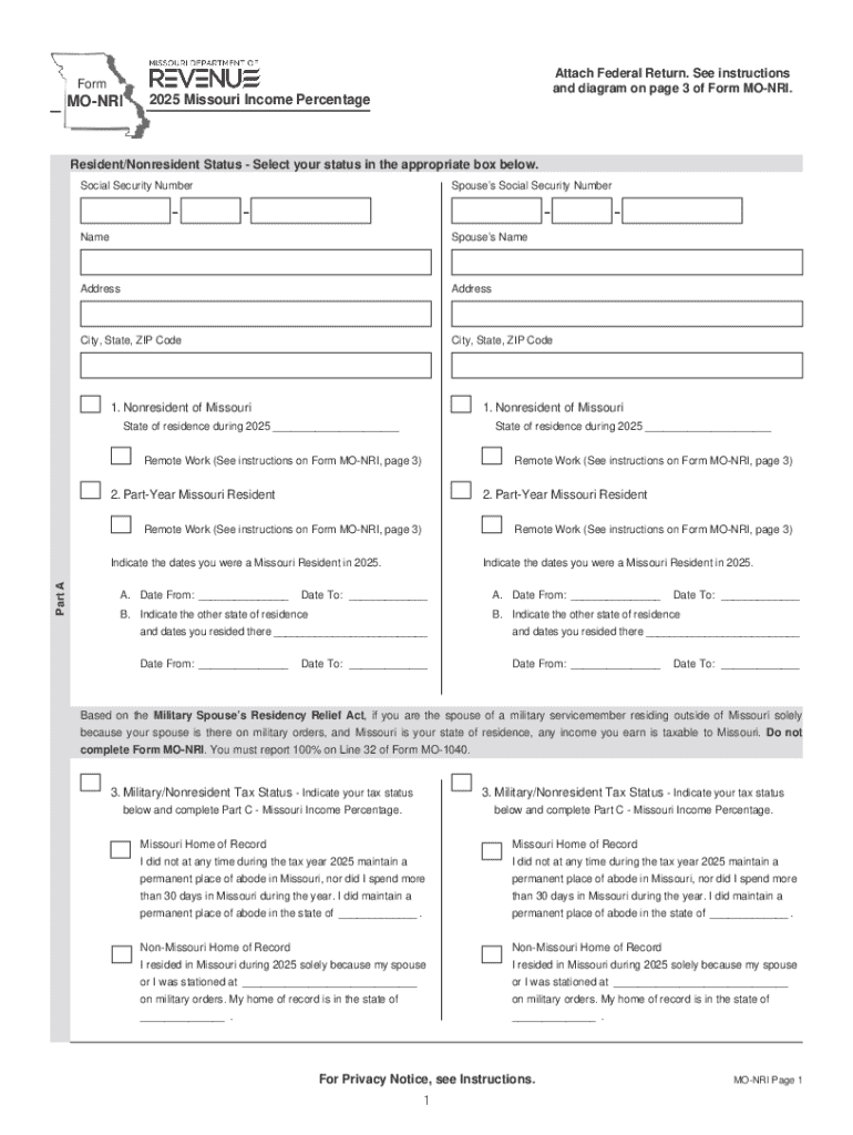 Form MO NRI Missouri Department of Revenue