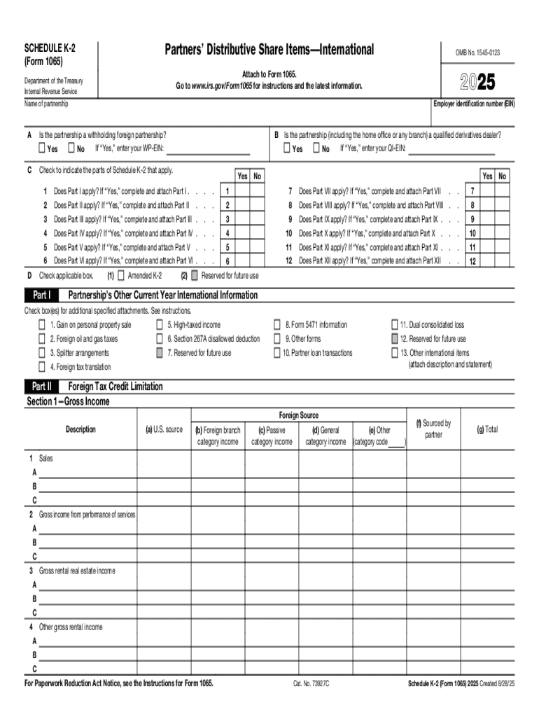 Schedule K 2 Form 1065