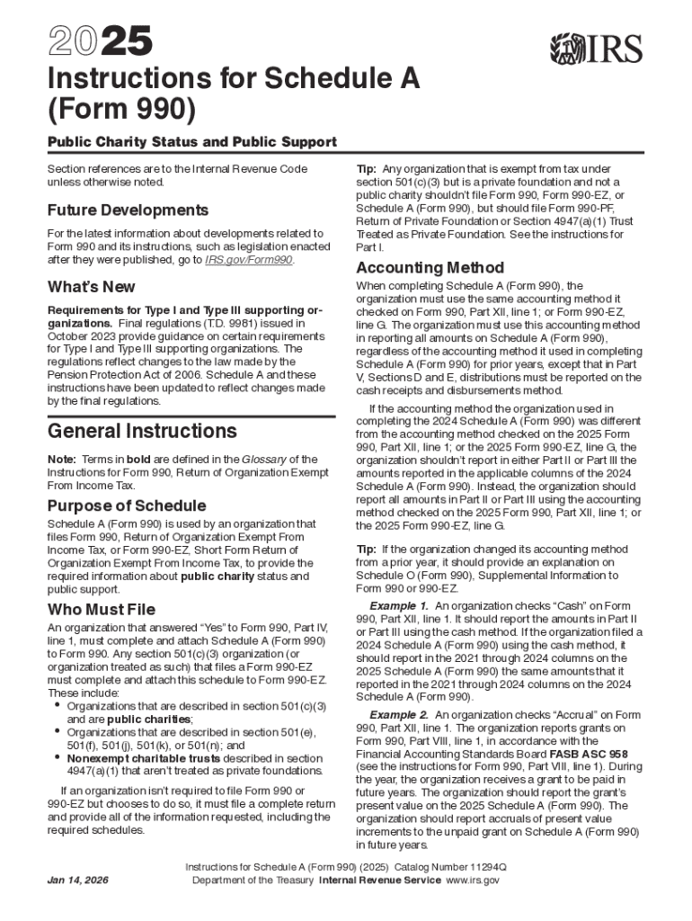 Instructions for Schedule a Form 990