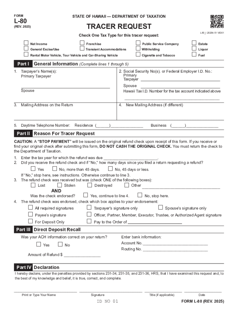 Form L 80 Rev Tracer Request for Tax Year Forms