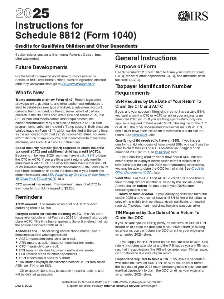 Instructions for Schedule 8812 Form 1040