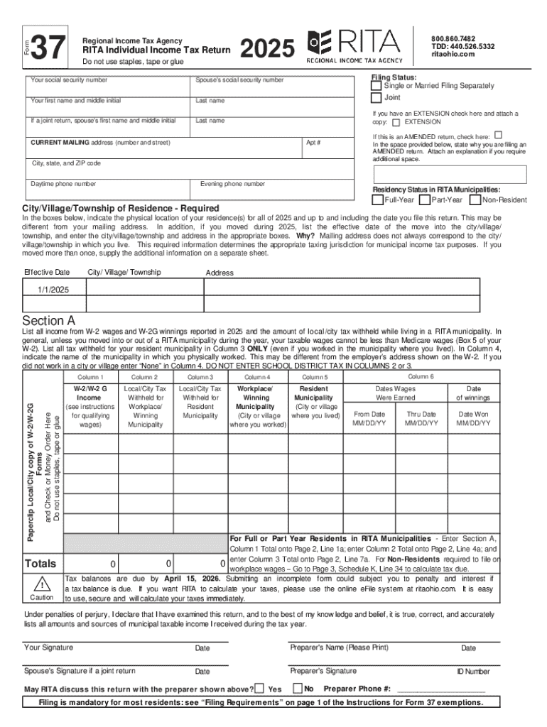  Form PRINT FORM RESET FORM Regional Income Tax Age 2025-2026