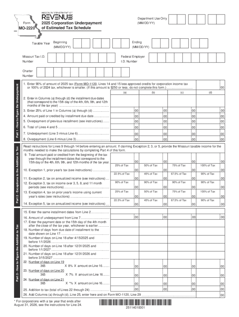 Reset FormFormMO2220Department Use Only MMDDYY