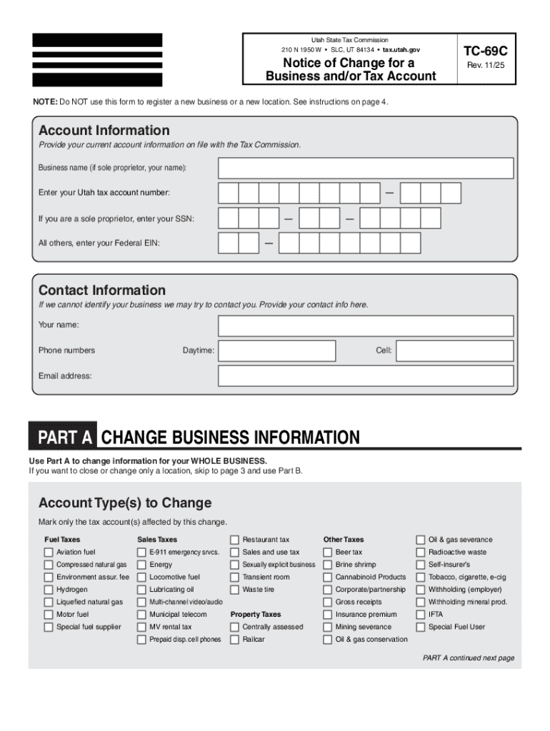 Fillable Online Tc 69c Form Utah State Tax Commission