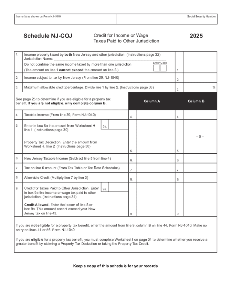 NJ 1040 Resident Income Tax Return NJ 1040 Resident Income Tax Return  Form