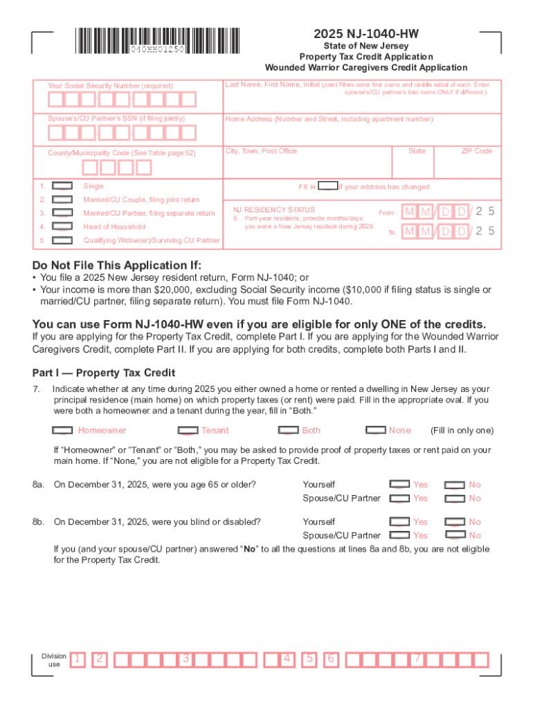 Property Tax Credit Application and Wounded Warrior  Form