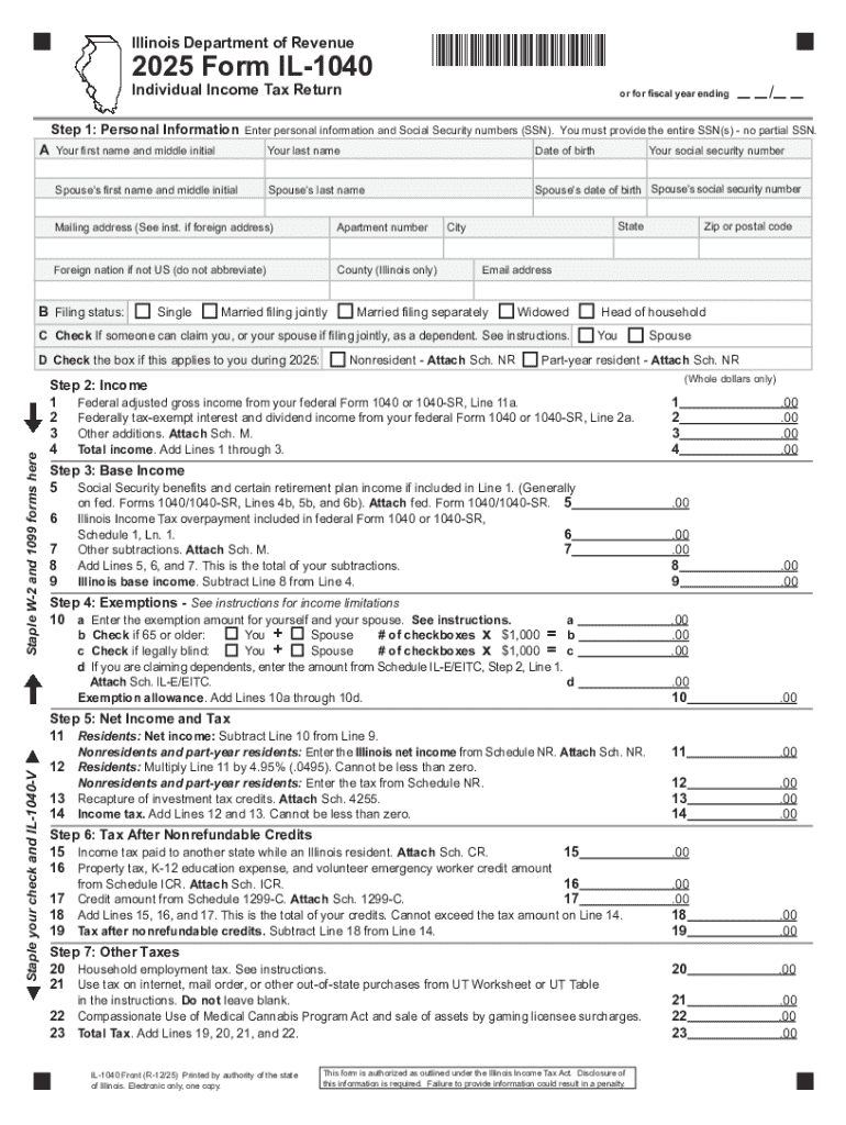 IL 1040 Form Instructions Illinois Department of Revenue