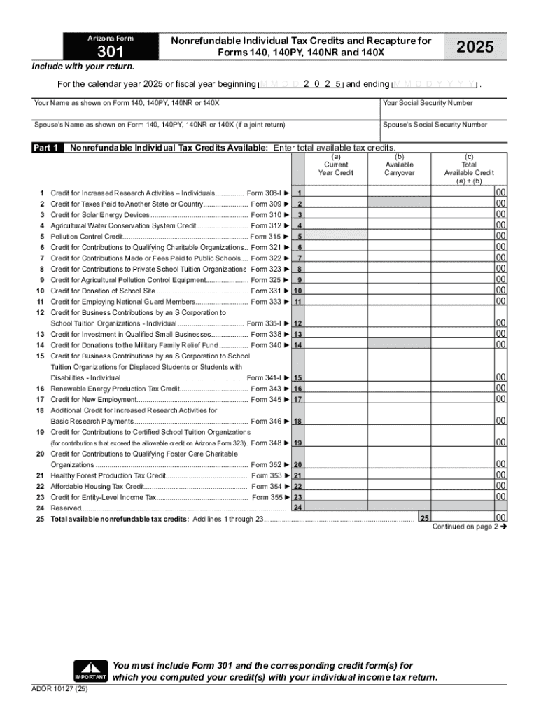 Arizona Form 301 Tax Fill Out &amp;amp; Sign Online
