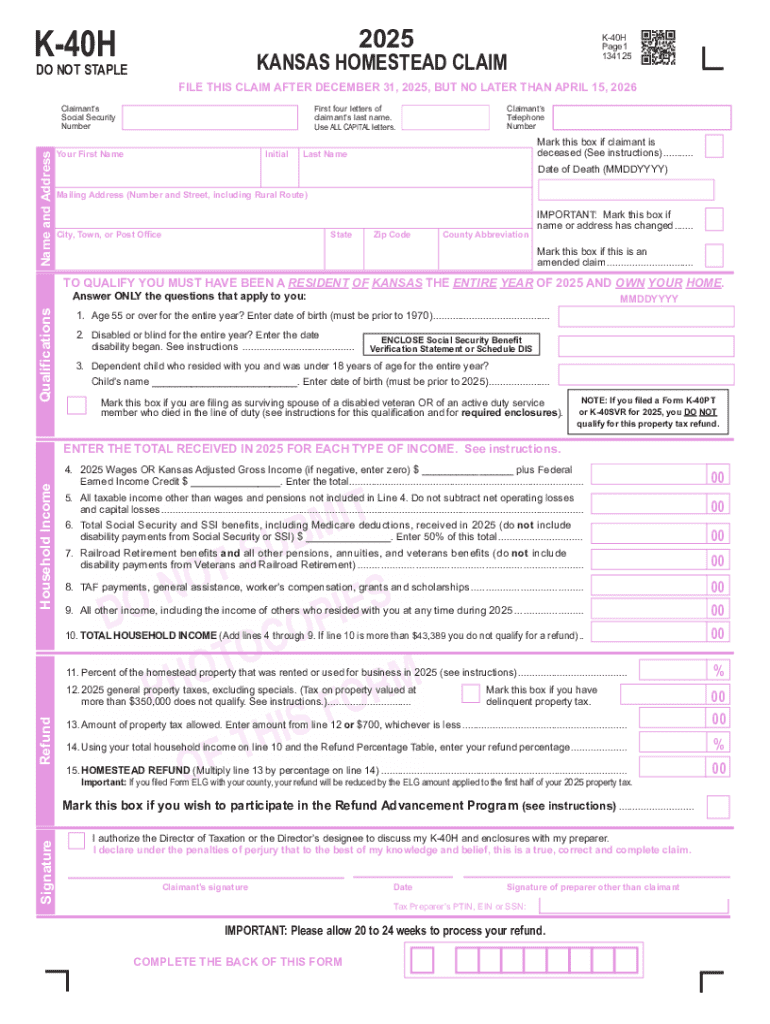 Homestead or Property Tax Refund for Homeowners Instruction Booklet Rev 9 26 25  Form