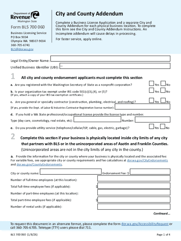 Fillable Online Bls Dor Wa STATE of WASHINGTON  Form