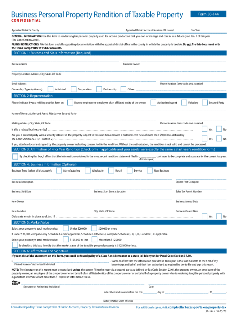 Form TX Comptroller 50 144 Fill Online, Printable
