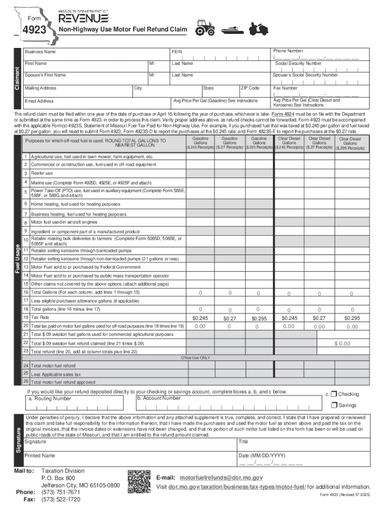 Fuel Refund Claim Form 4923