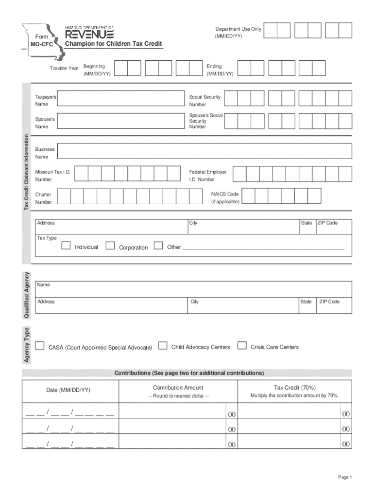 Champion for Children Tax CreditMissouri Department of  Form