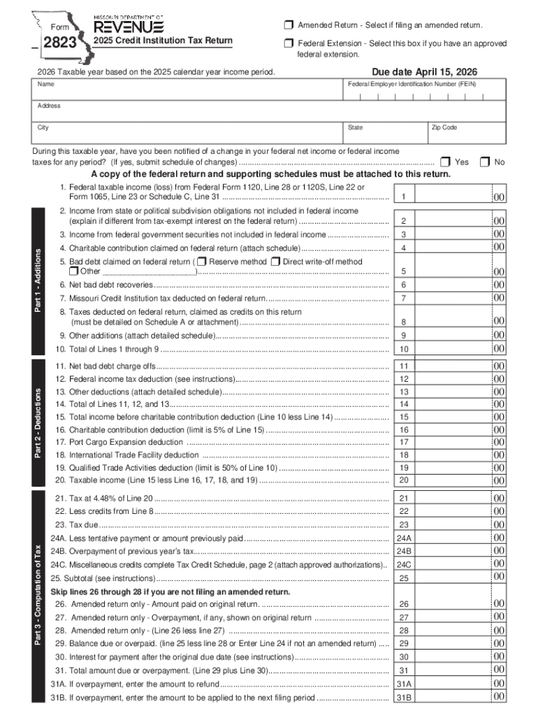 Form 2823 Credit Institution Tax Return