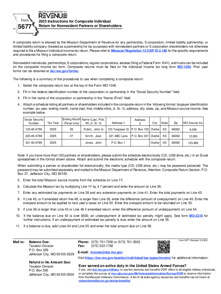 Form 5677 Instructions for Composite Individual Return for