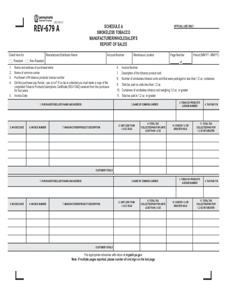 Smokeless Tobacco Sales Report  Form