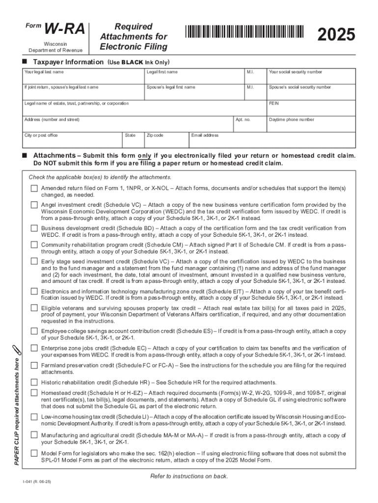 Fillable Online I 041 Wisconsin Form W RA