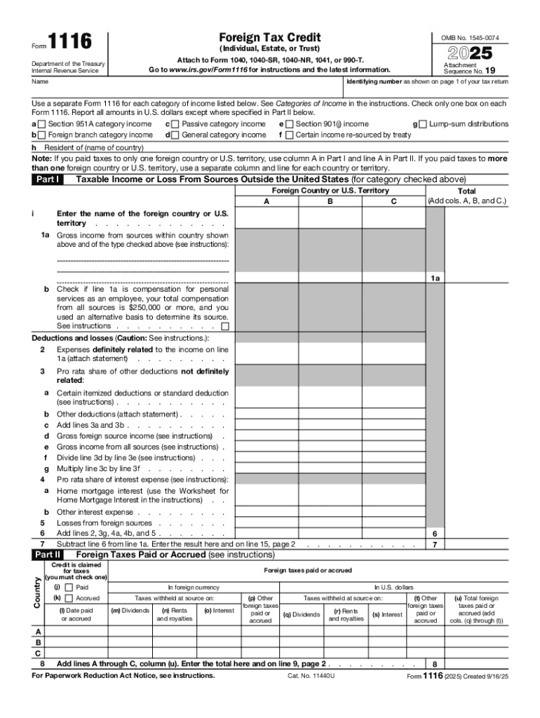  Form 1116 2025-2026