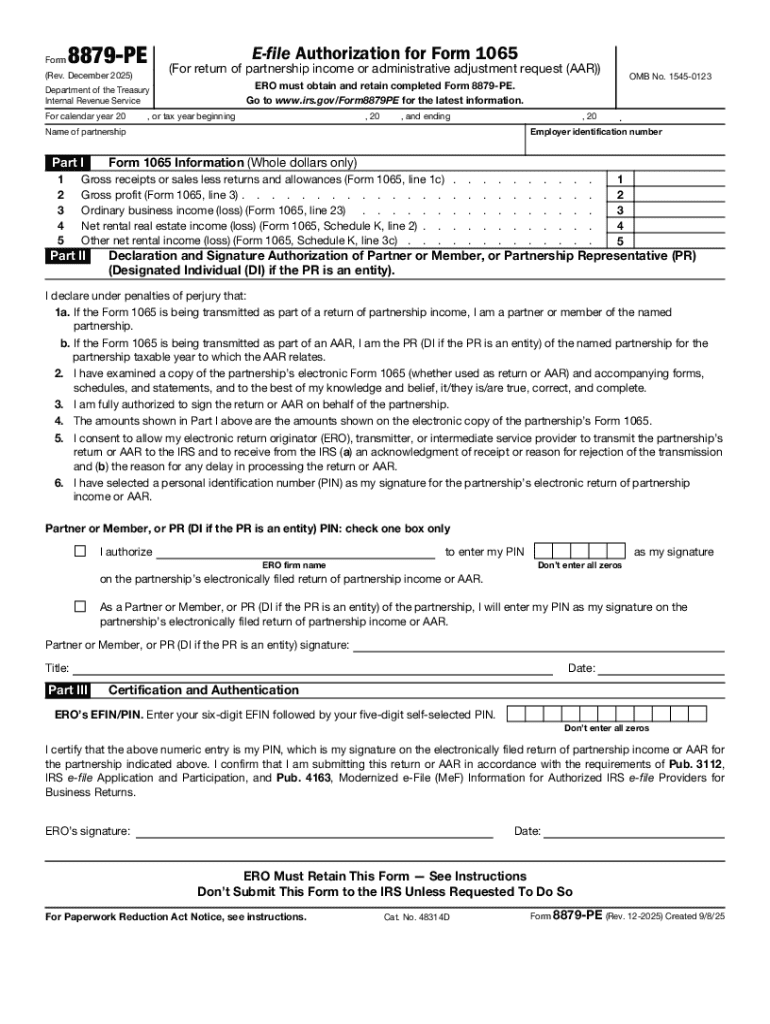  E File Authorization for Form 1065 2025-2026