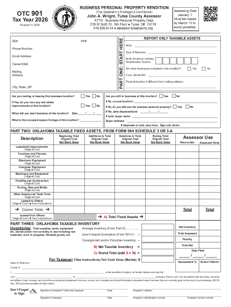 Form 901 Business Personal Property Rendition