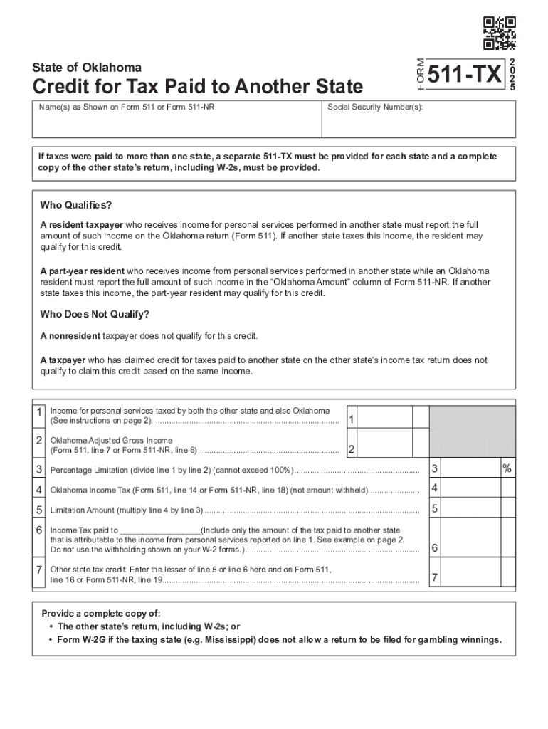 Desktop Oklahoma Credit for Taxes Paid to Another State  Form